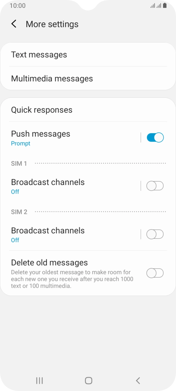 Press Text messages.