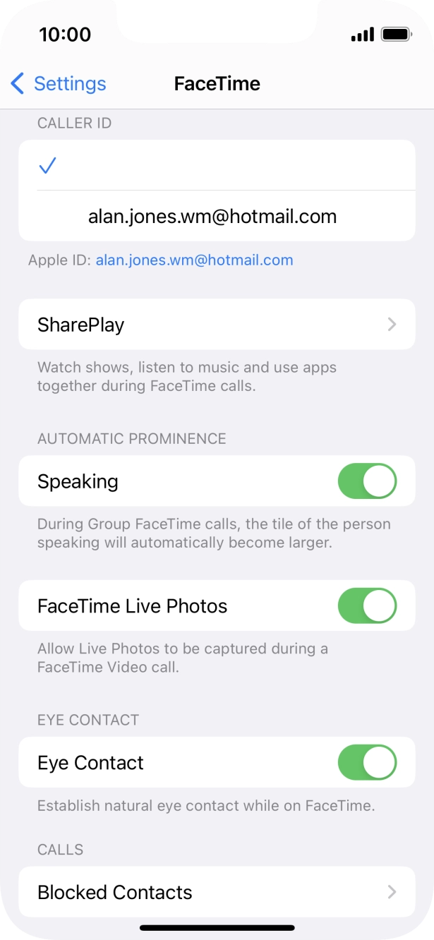 Press the required setting below 'CALLER ID'.