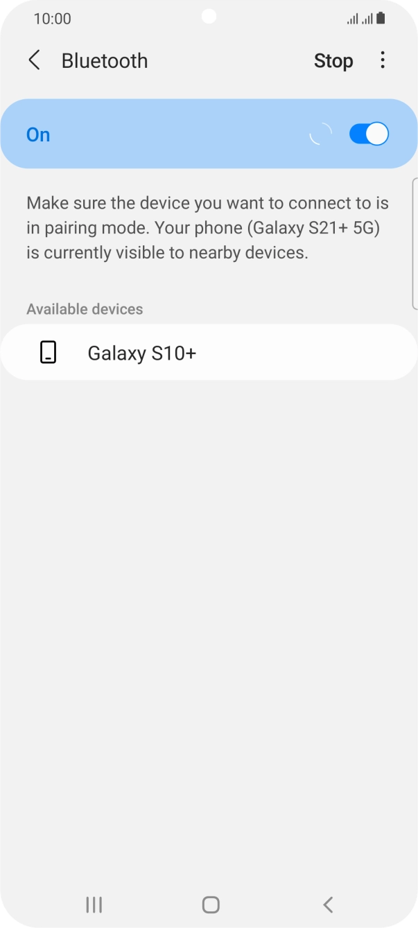 Press the required Bluetooth device and follow the instructions on the screen to pair the device with your phone.