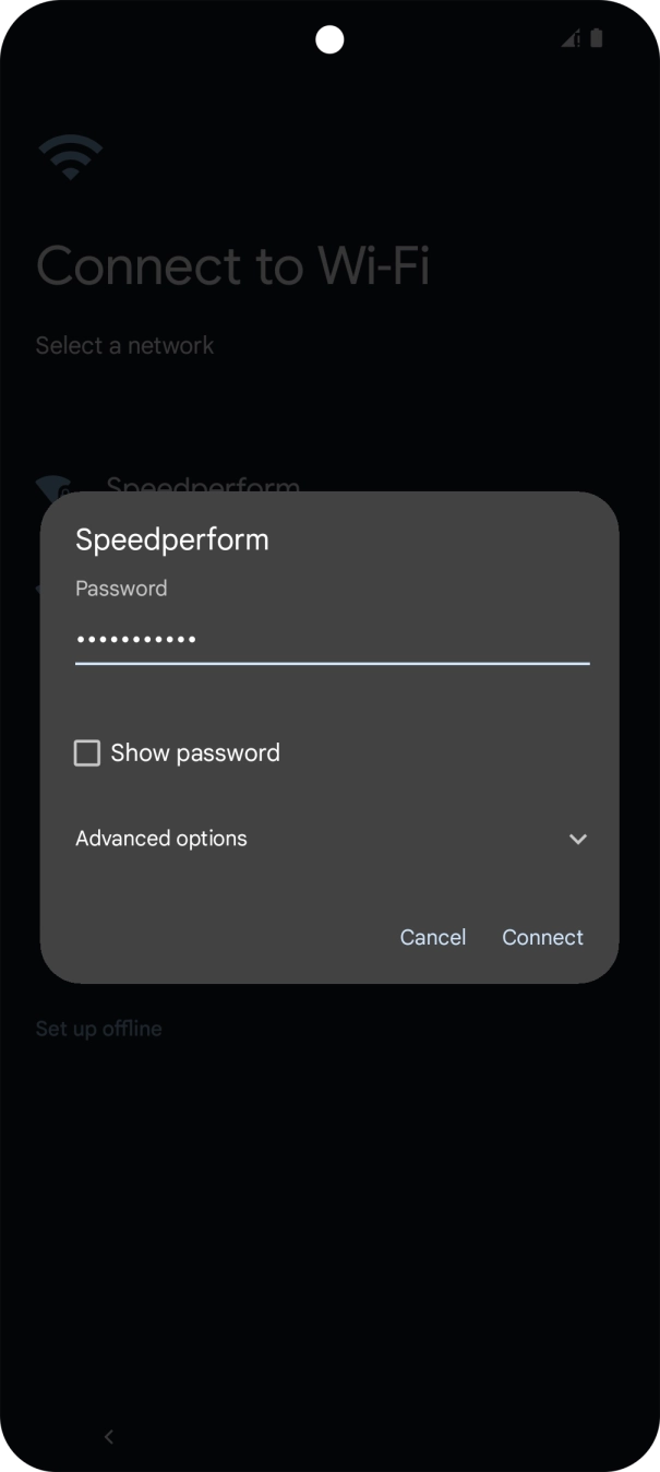 Key in the password for the WiFi network and press Connect.