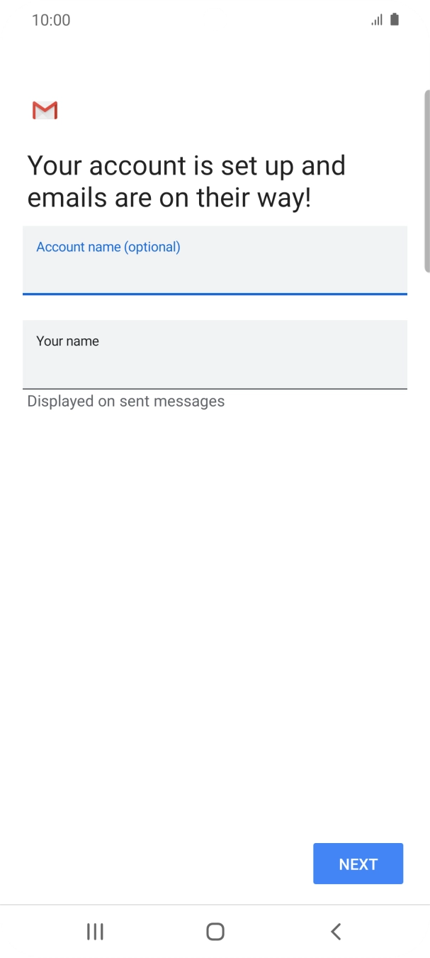 Press the field below 'Your name' and key in the required sender name. Press the field below 'Your name' and key in the required sender name.