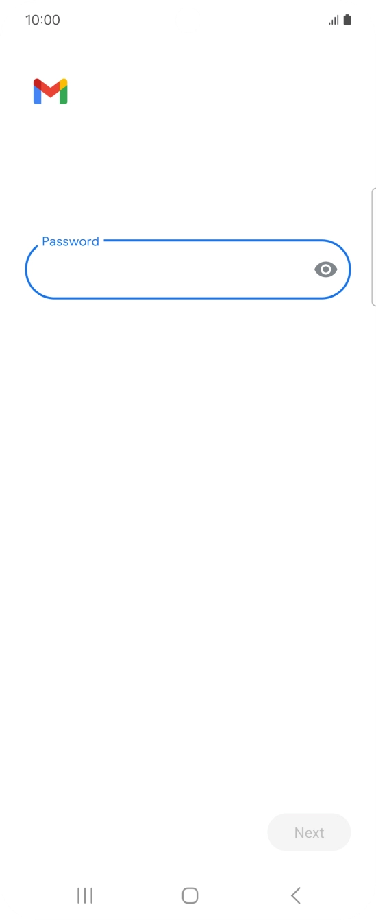 Press the field below 'Password' and key in the password for your email account.