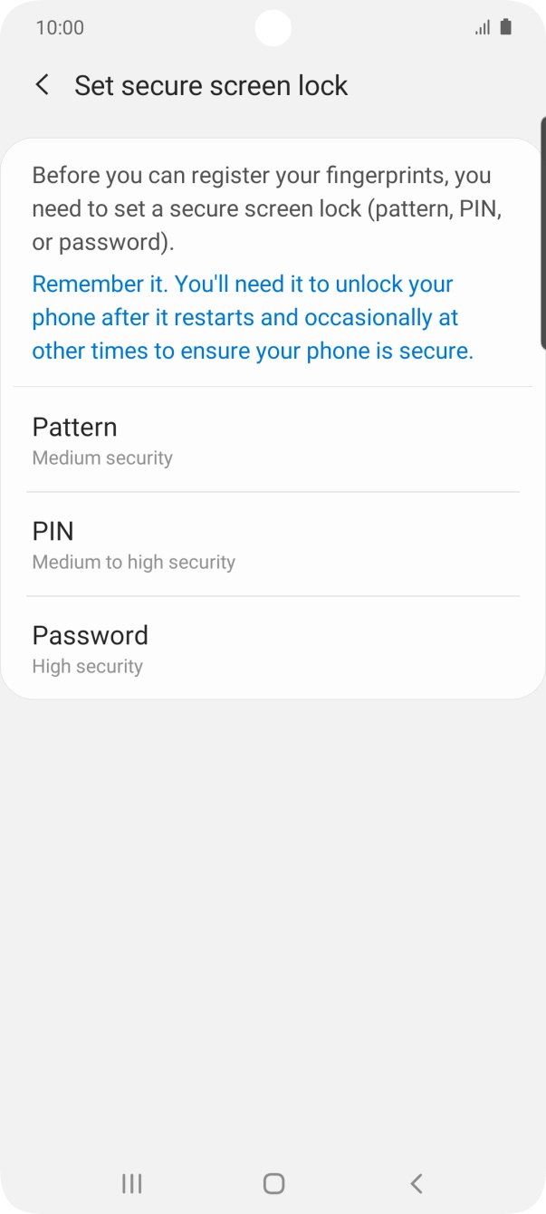Press the required phone lock code and follow the instructions on the screen to create an additional phone lock code.