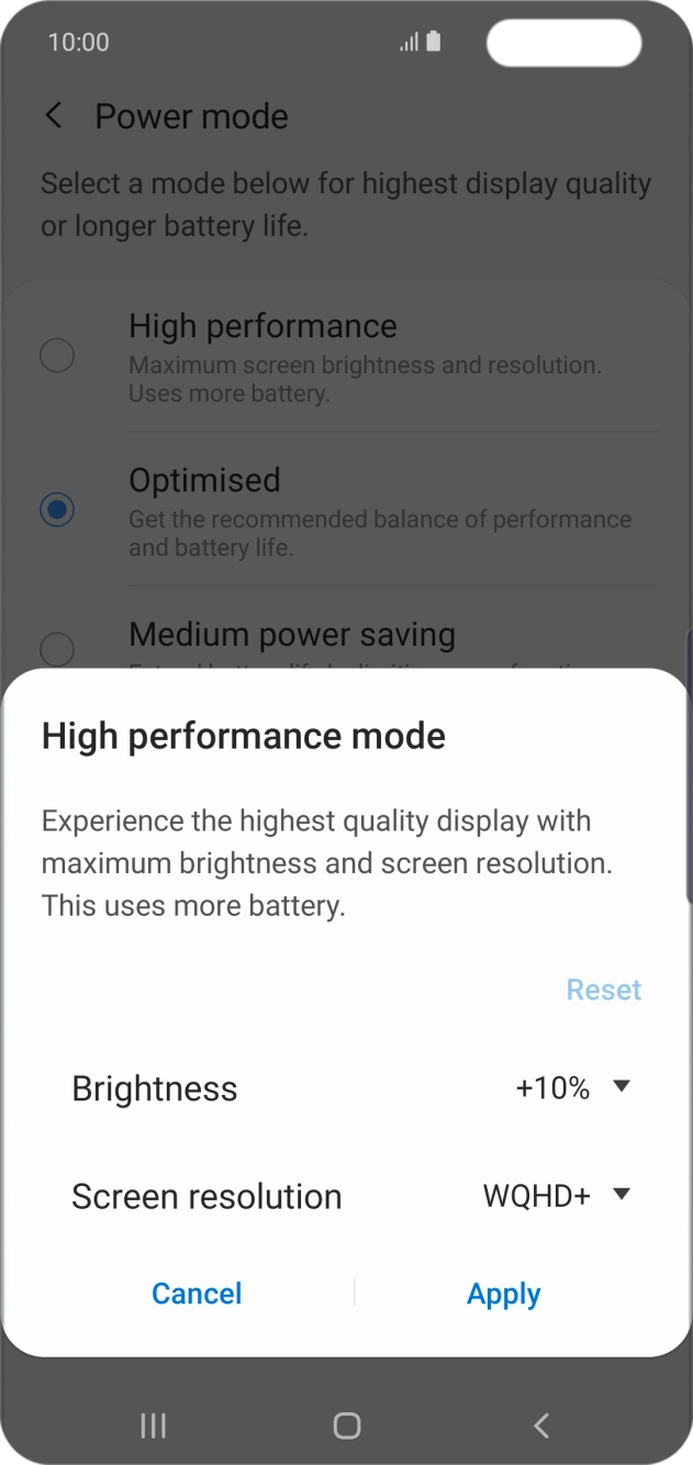 Press Apply to turn on the function.
