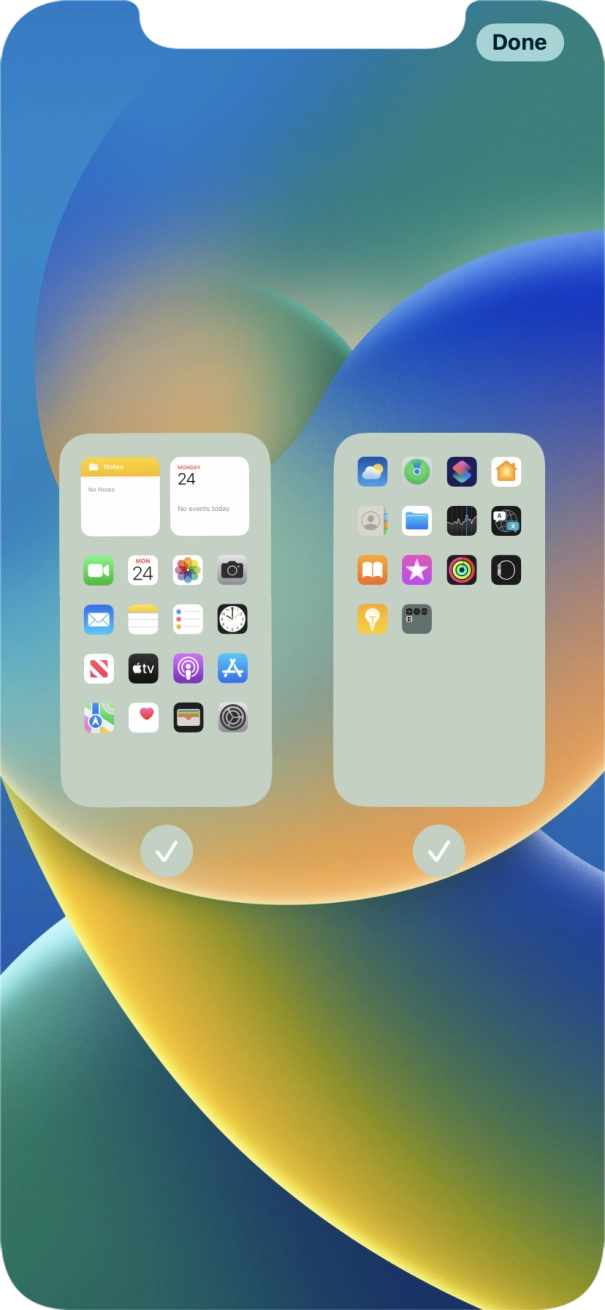Press the fields below the required home screens to select or deselect them. Press the fields below the required home screens to select or deselect them.