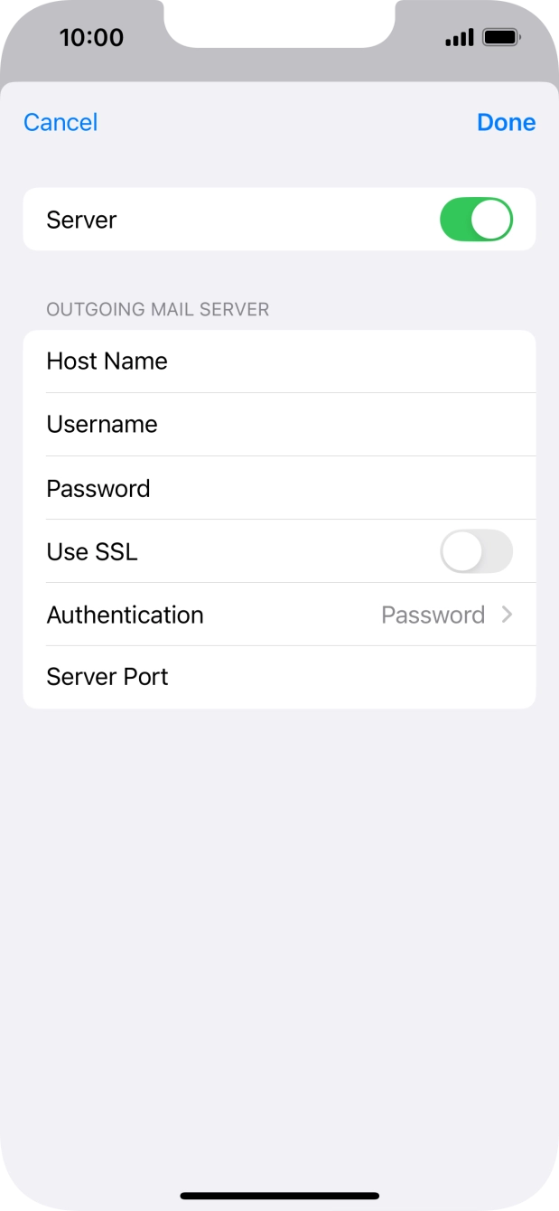 Press the indicator next to 'Use SSL' to turn on the function.