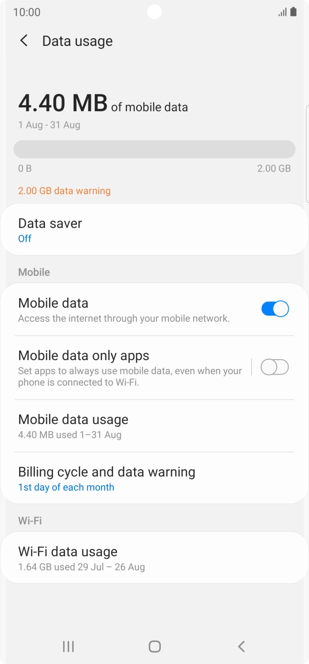 The total data usage is displayed.
