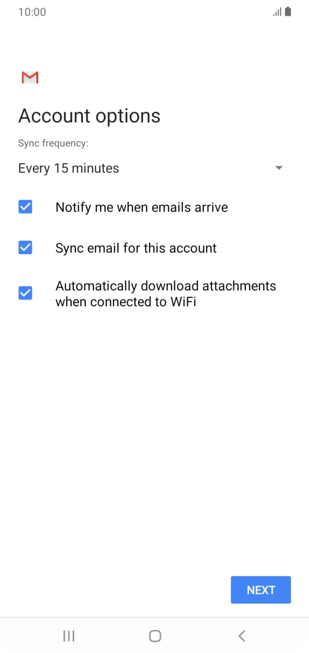 If this screen is displayed, you email account has been recognised and set up automatically. Follow the instructions on the screen to key in more information and finish setting up your phone. If this screen is displayed, you email account has been recognised and set up automatically. Follow the instructions on the screen to key in more information and finish setting up your phone.