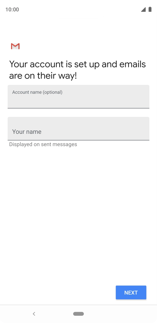 Press the field below 'Account name (optional)' and key in the required name. Press the field below 'Account name (optional)' and key in the required name.