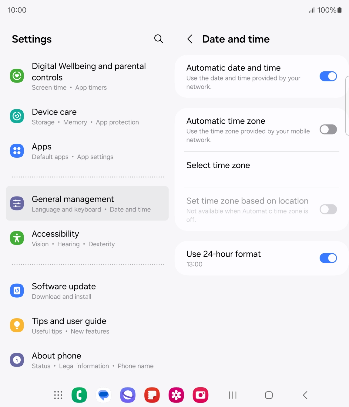 Press the indicator next to 'Automatic time zone' to turn on the function.
