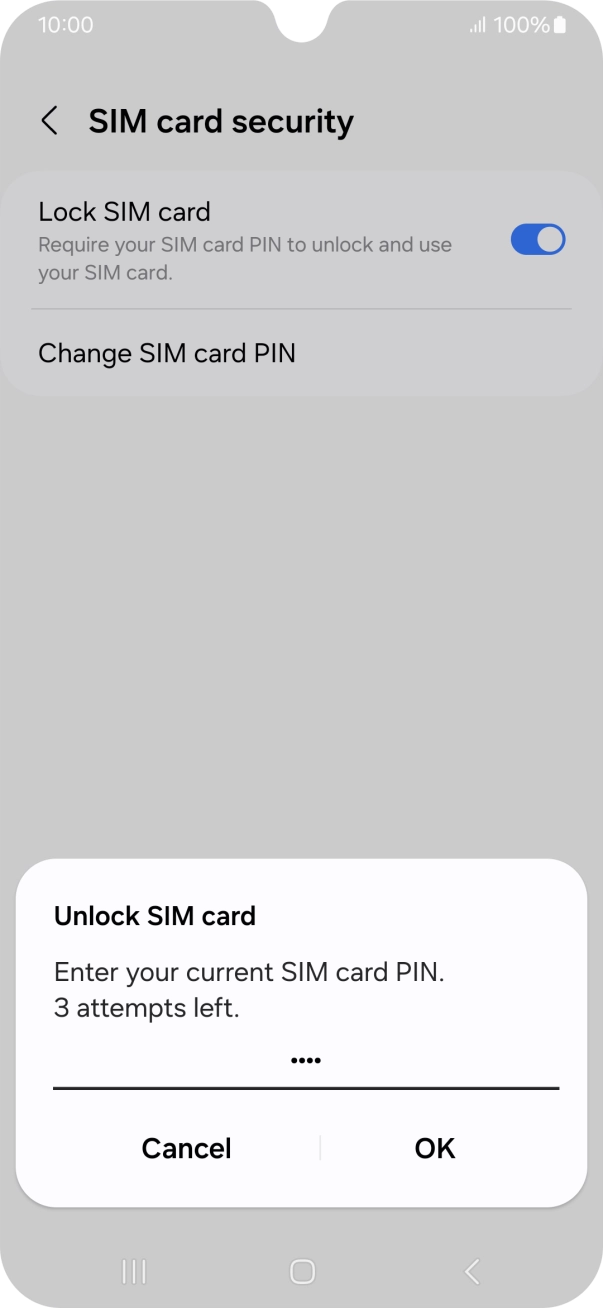 Key in your SIM PIN and press OK. The default SIM PIN is 0000.