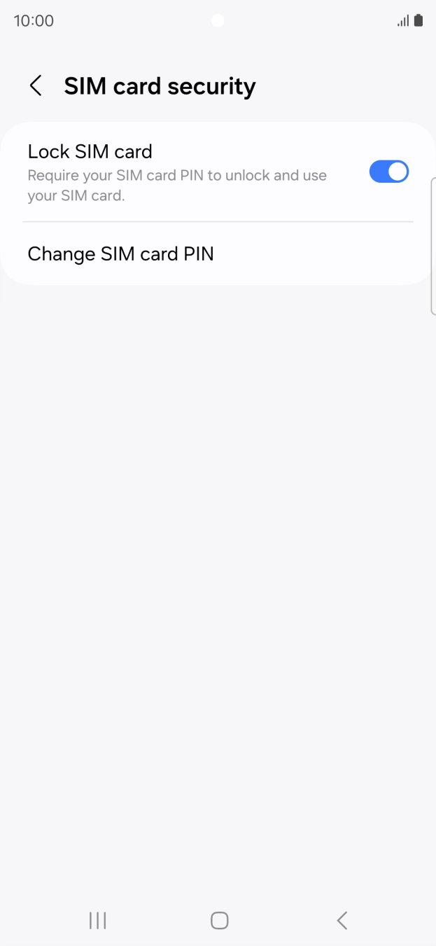 Press the indicator next to 'Lock SIM card' to turn the function on or off.