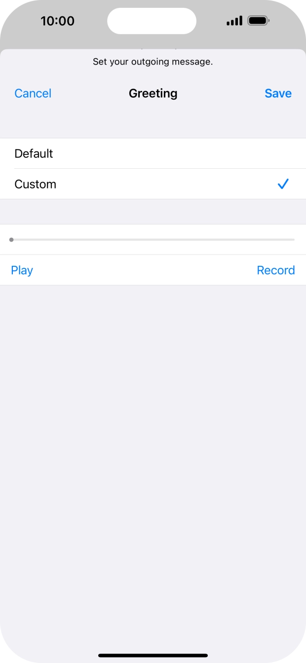 Press Play to play back your greeting.