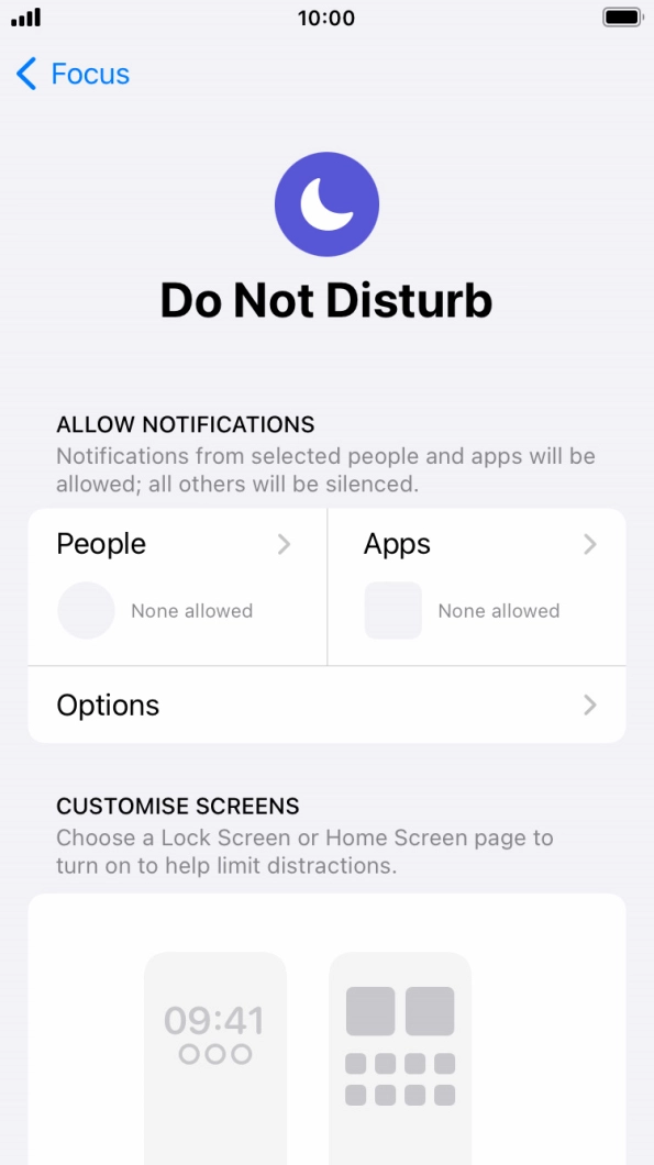 Press People and follow the instructions on the screen to select which contacts you would like to receive calls and notifications from when Do Not Disturb is turned on.