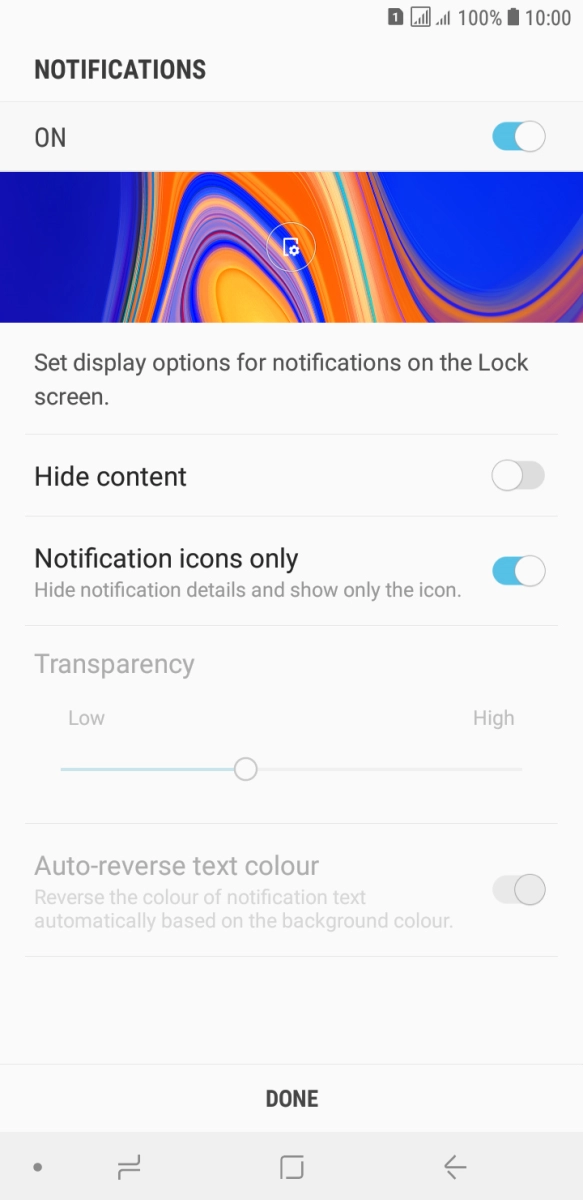 Press the indicator next to the required settings.