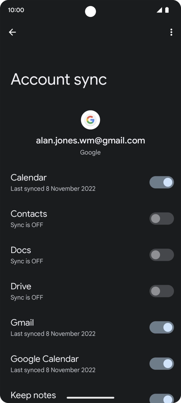 Press the indicator next to 'Contacts'.