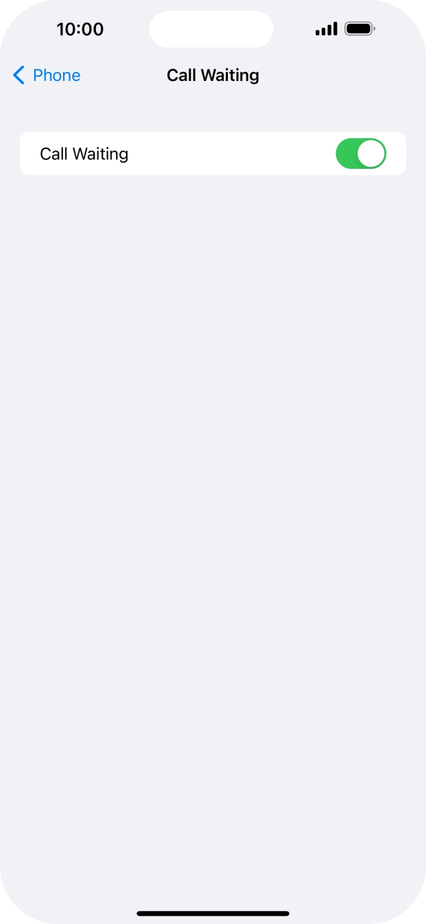 Press the indicator next to 'Call Waiting' to turn the function on or off.