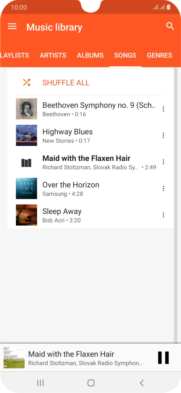 Press the song title at the bottom of the screen. Press the song title at the bottom of the screen.