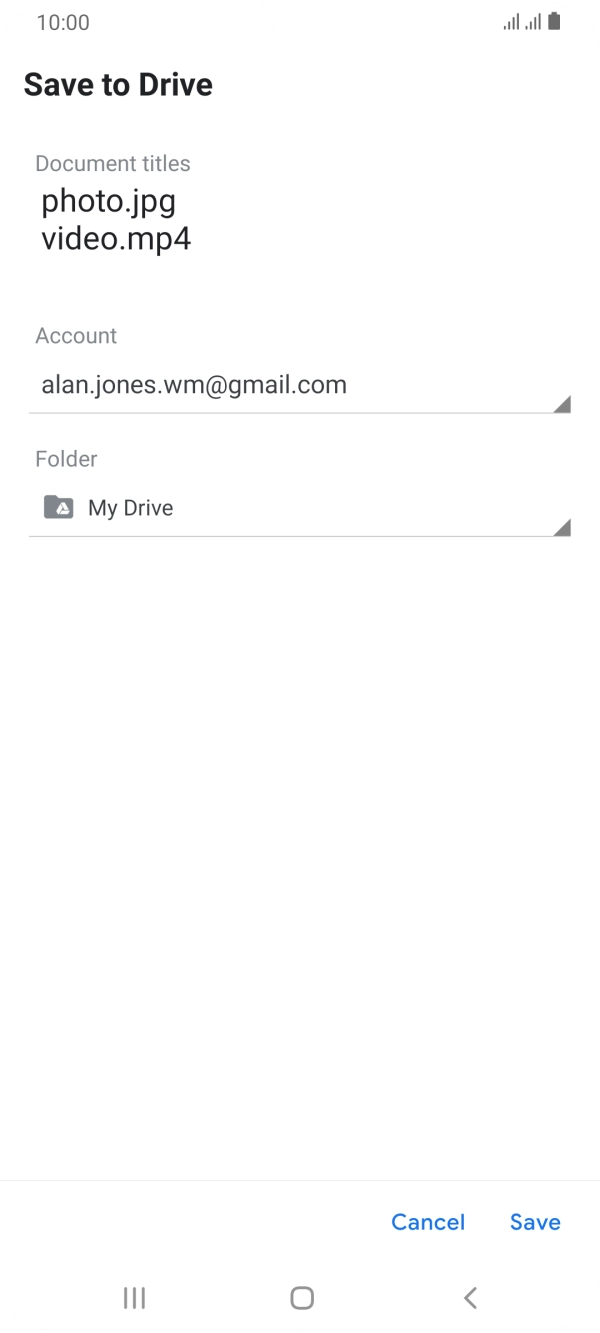 Press the field below 'Folder' and go to the required folder.