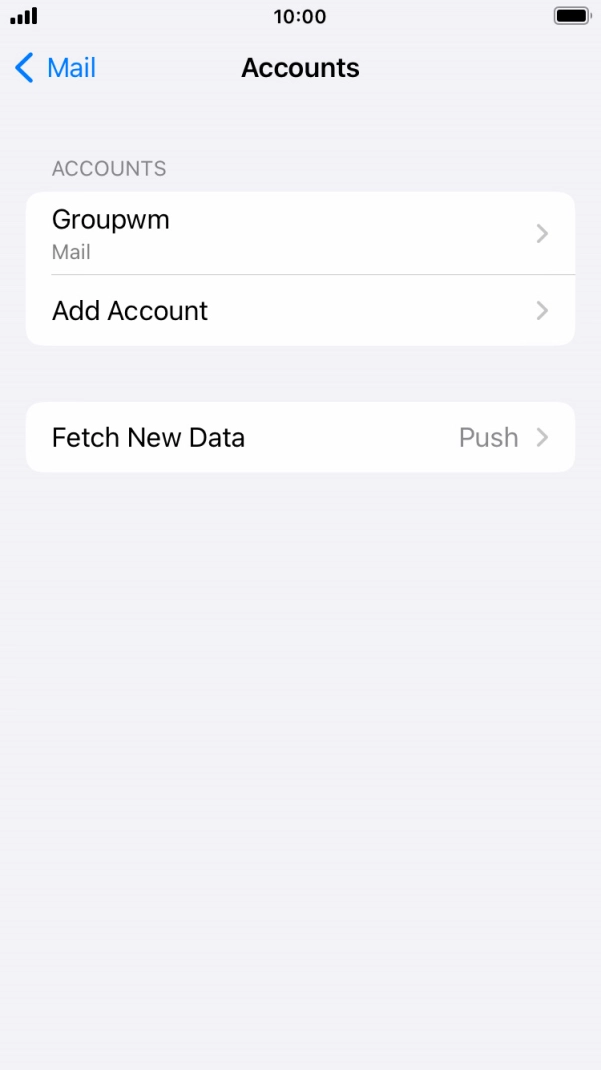 Press the name of the email account you've just set up. Press the name of the email account you've just set up.