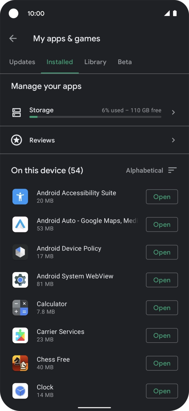 Press the required app.
