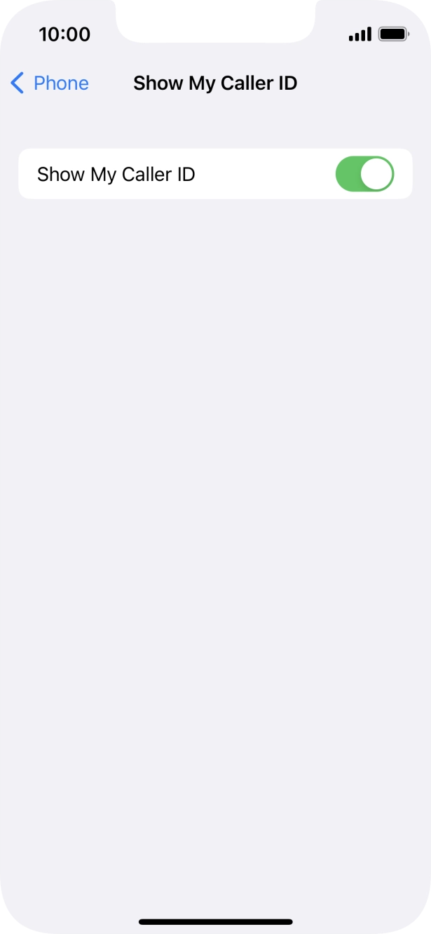 Press the indicator next to 'Show My Caller ID' to turn the function on or off.
