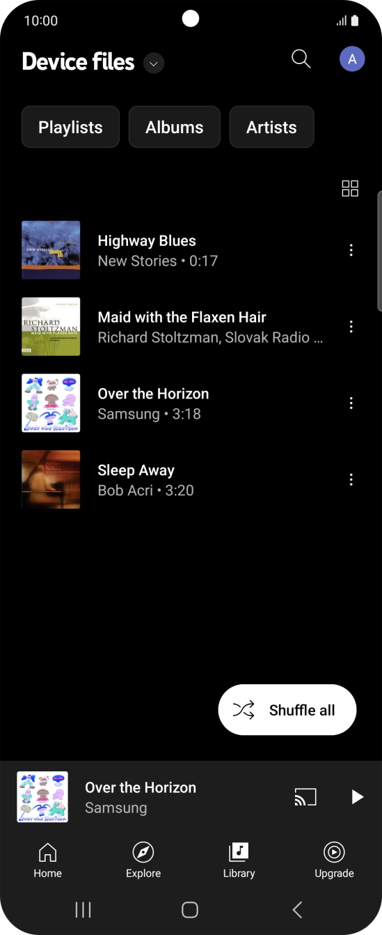 Press the required audio file.