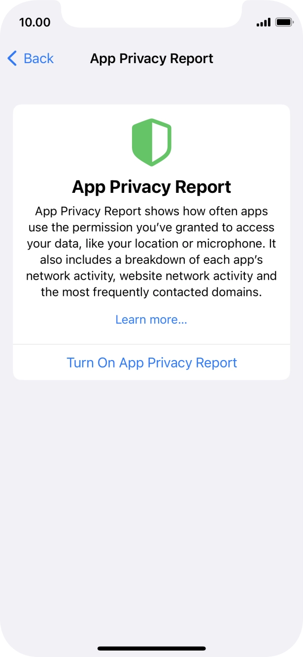 Press Turn On App Privacy Report to turn on the function.