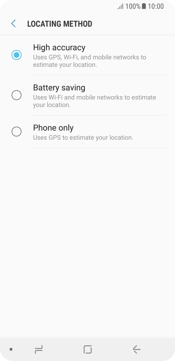 If you select High accuracy, your phone can find your exact position using the GPS satellites, the mobile network and nearby WiFi networks. Satellite-based GPS requires a clear view of the sky.