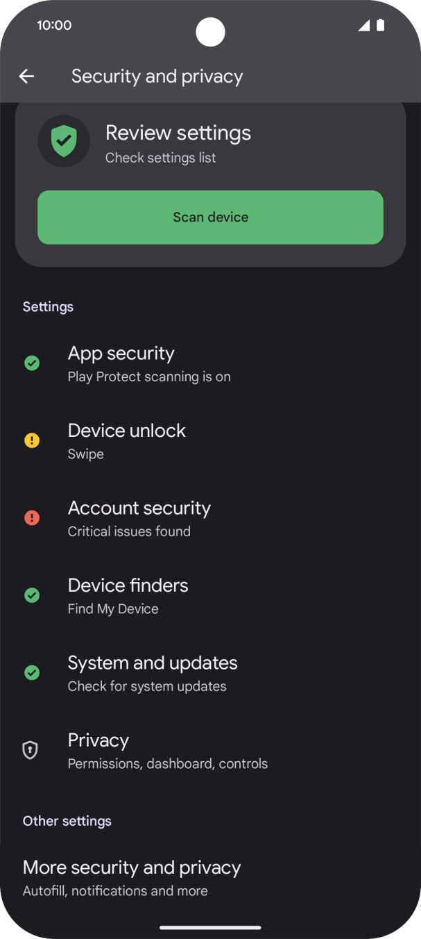 Press More security and privacy.