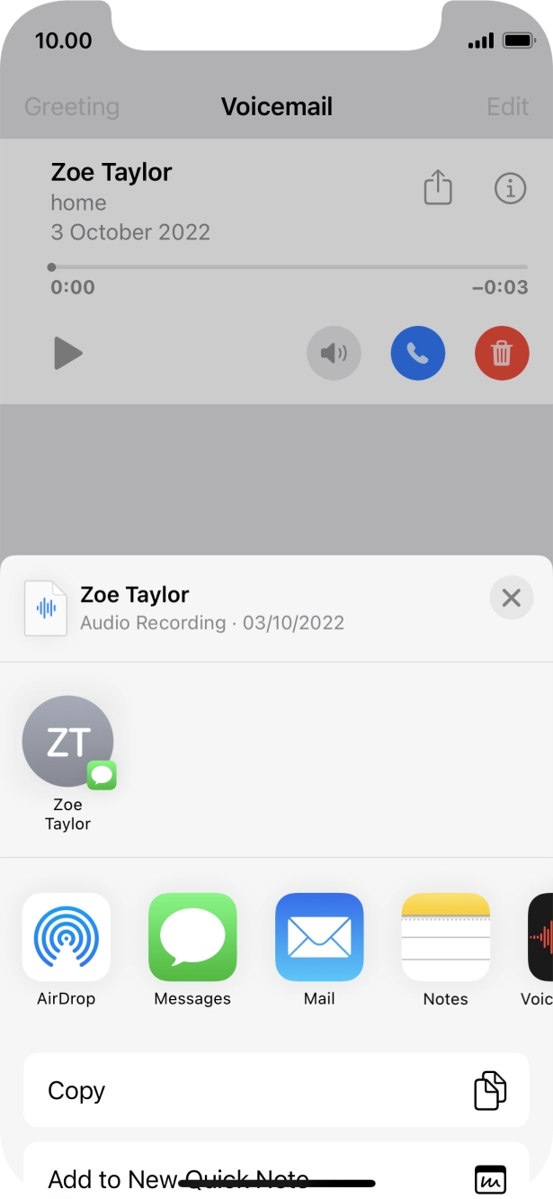 Press the required setting and follow the instructions on the screen to share or save the message. Press the required setting and follow the instructions on the screen to share or save the message.