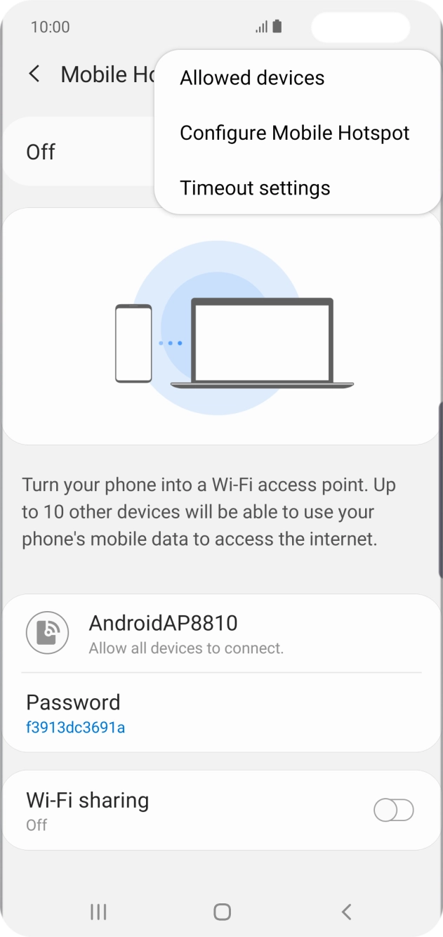 Press Configure Mobile Hotspot. Press Configure Mobile Hotspot.