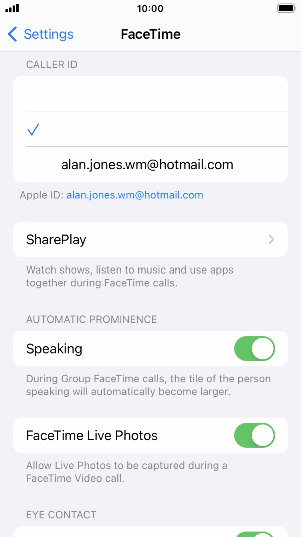 Press the required setting below 'CALLER ID'.