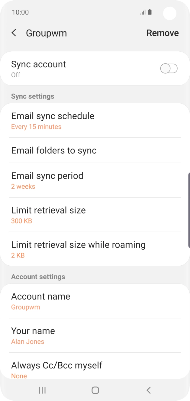 Press the indicator next to 'Sync account' to turn on the function.