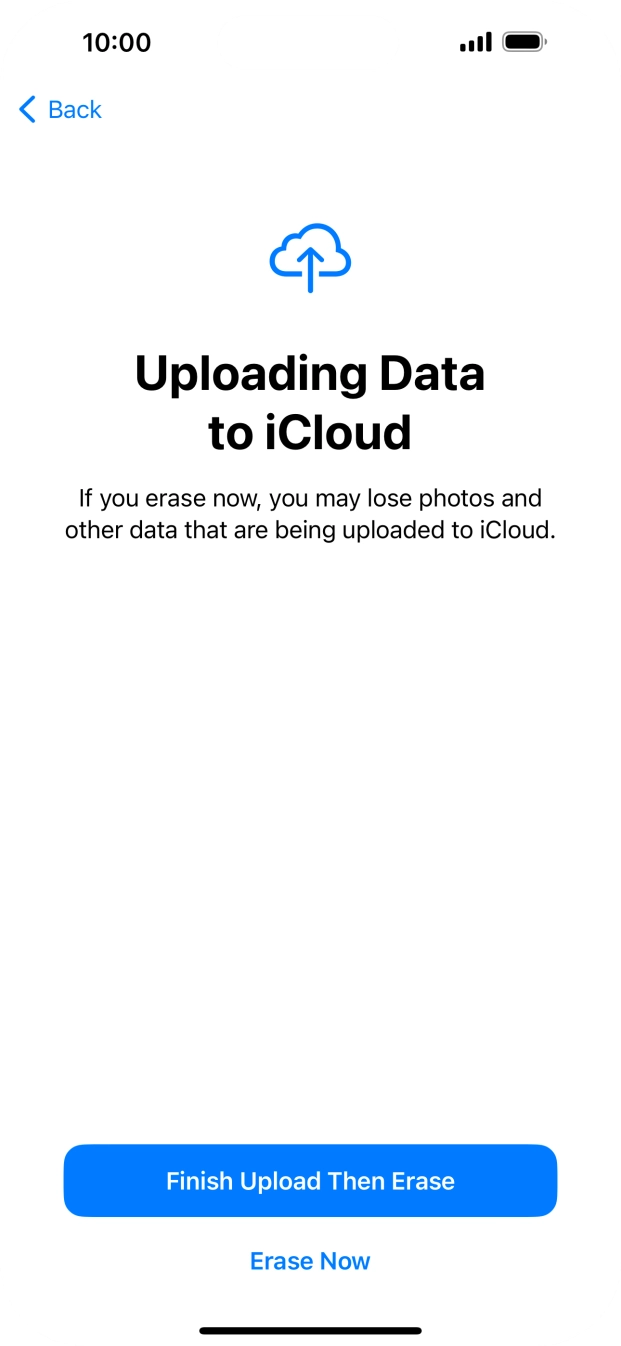 Press the required setting.