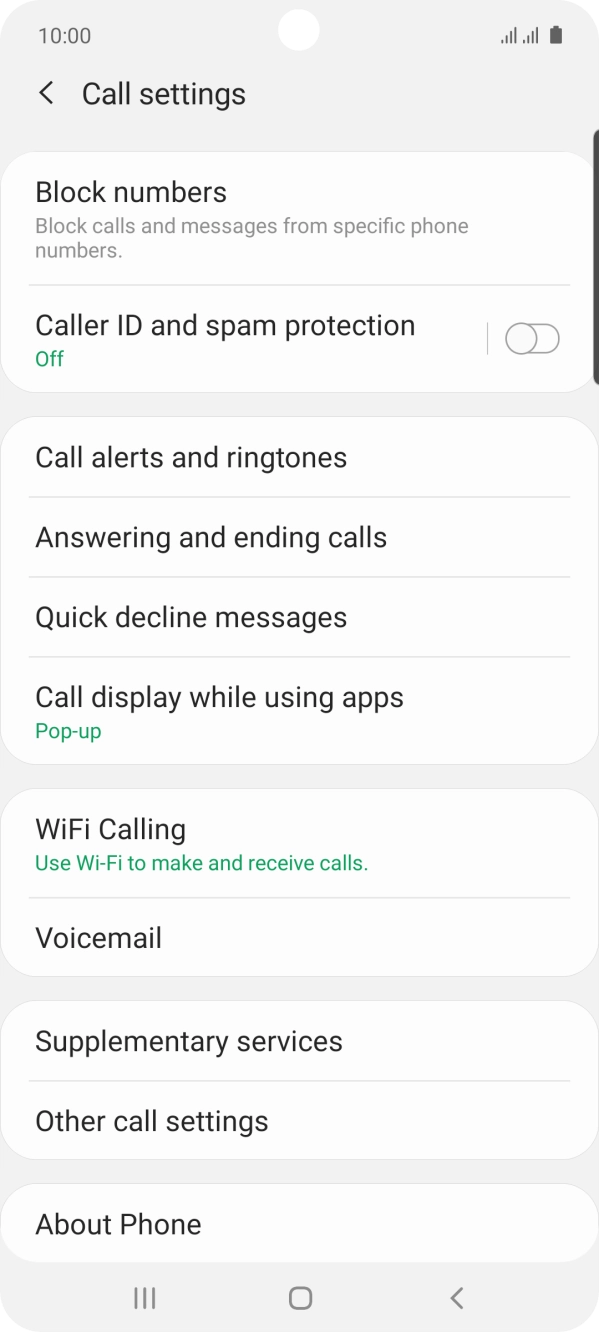 Press Supplementary services. Press Supplementary services.