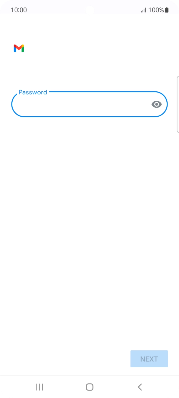 Press the field below 'Password' and key in the password for your email account. Press the field below 'Password' and key in the password for your email account.
