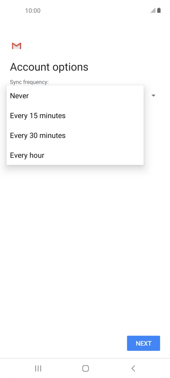 Press the required setting.