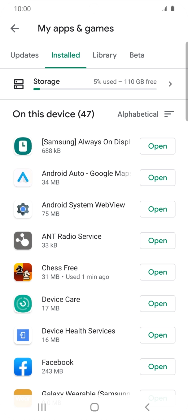Press the required app.