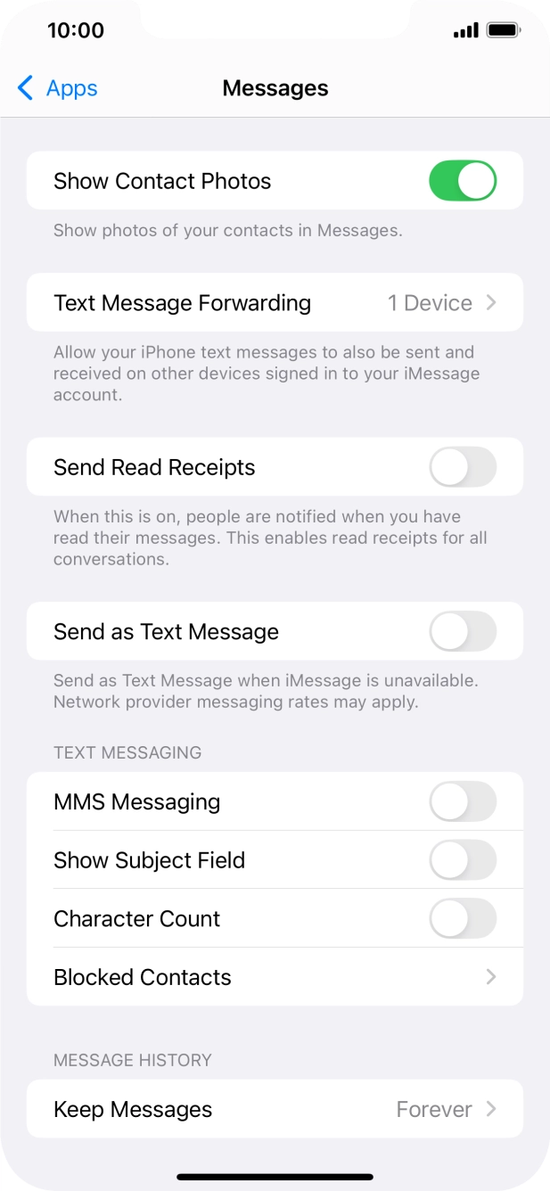 Press the indicator next to 'Send as Text Message' to turn the function on or off.
