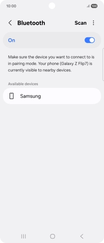 Press the required Bluetooth device and follow the instructions on the screen to pair the device with your phone.