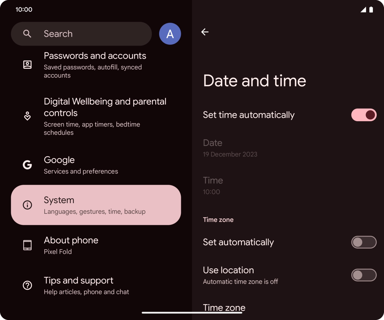 Press the indicator next to 'Set automatically' to turn on the function.
