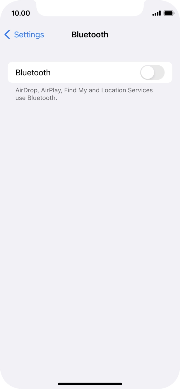 Press the indicator next to 'Bluetooth' to turn on the function.