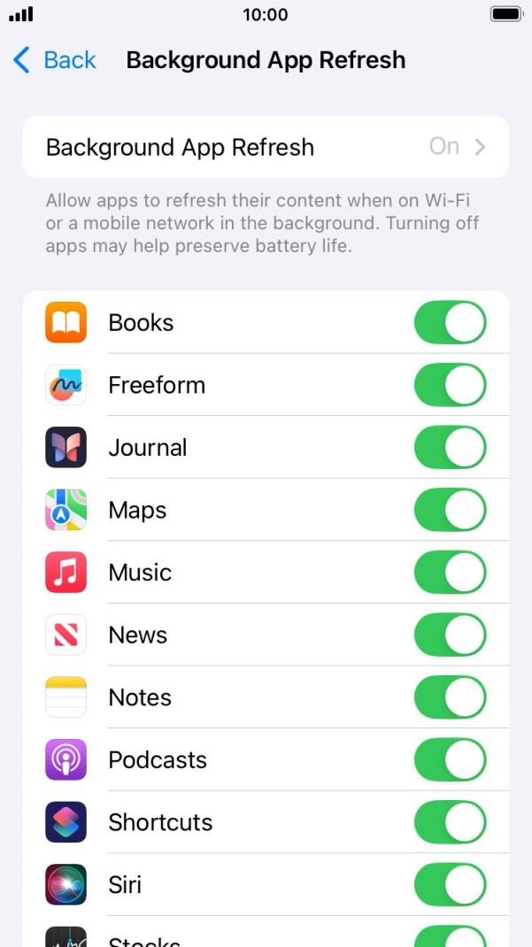 Press Background App Refresh. Press Background App Refresh.