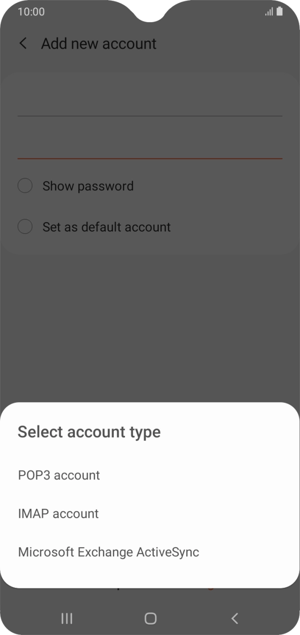 Press IMAP account. Press IMAP account.