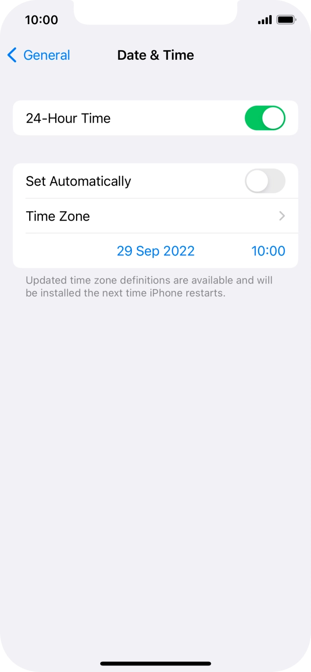 Press the indicator next to 'Set Automatically' to turn on the function.