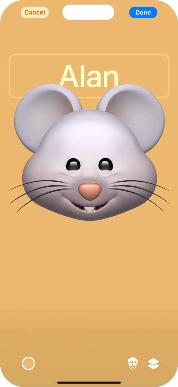 Press the name field and follow the instructions on the screen to select the required font and colour for your name on the Contact Poster. Press the name field and follow the instructions on the screen to select the required font and colour for your name on the Contact Poster.