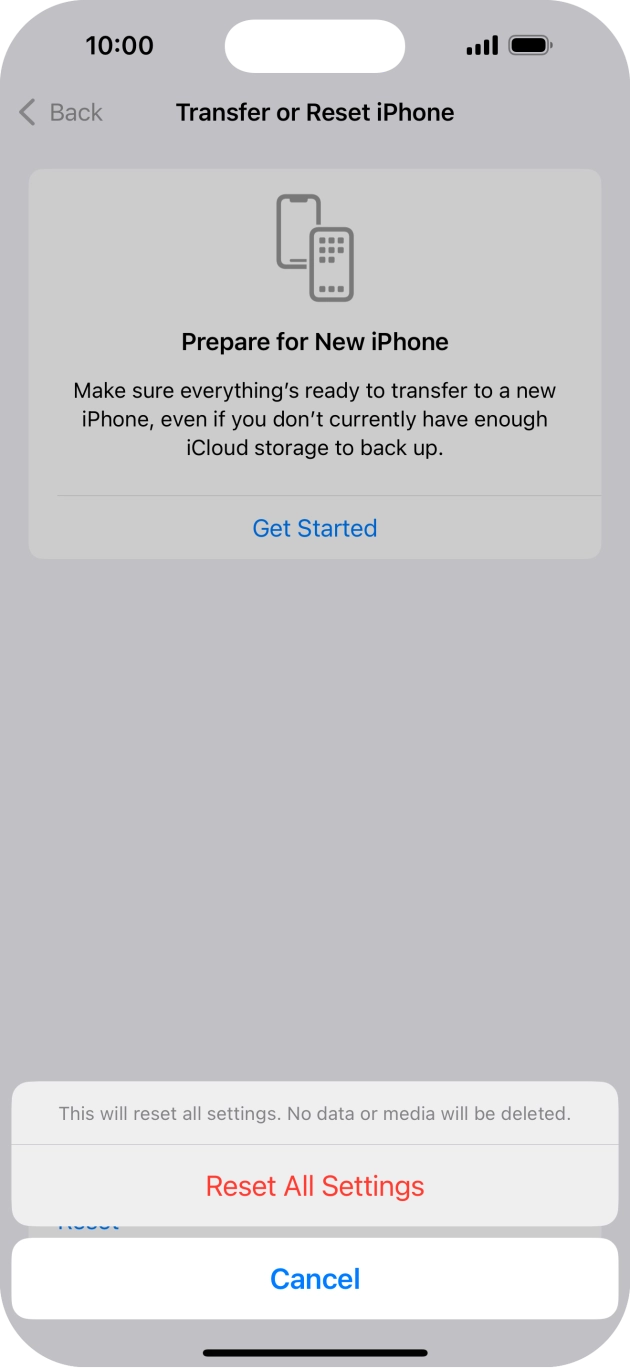 Press Reset All Settings.