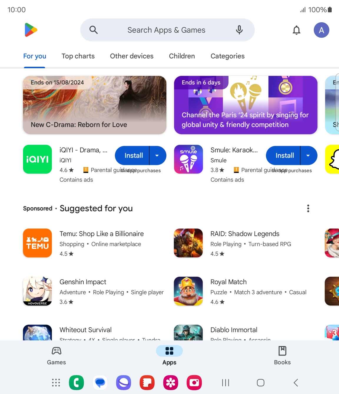 Press the profile icon.