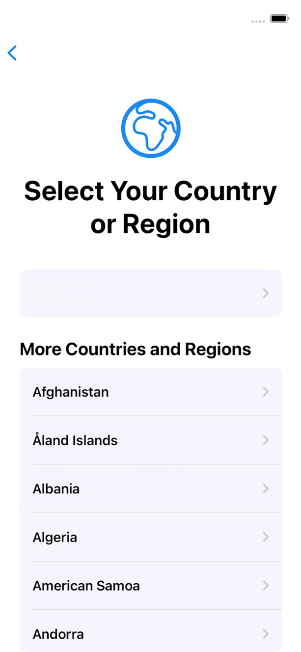 Press the required country or area.